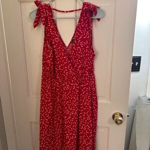 SHEIN Red Midi Dress with Bow Straps